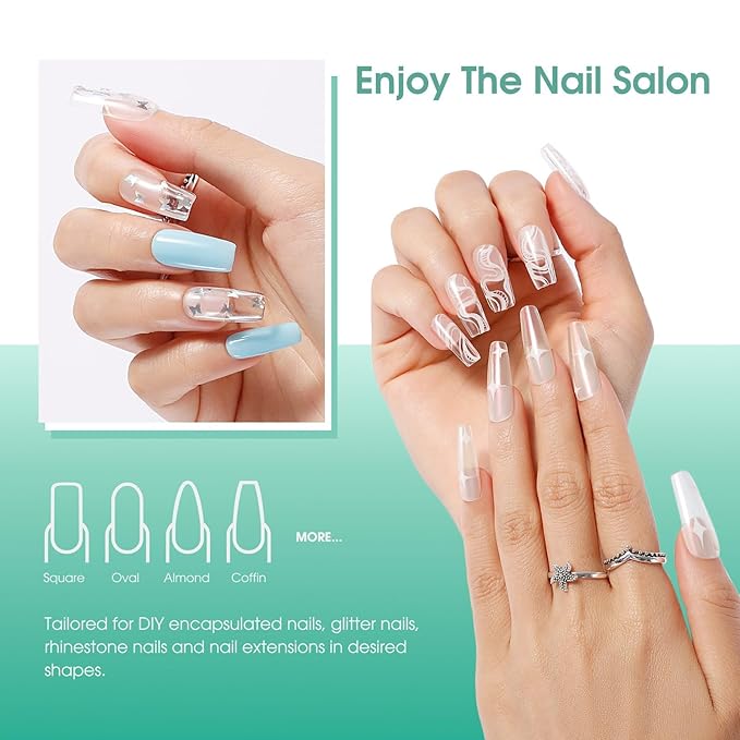 ROSALIND 2 oz Clear Poly Nail Gel - Professional Nail Extension Gel for Long Lasting DIY & Salon Nails, Quick Dry UV/LED Light Cured Transparent Builder Clear Gels Base