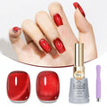 MIZHSE Moonlight Cat Eye Gel Nail Polish, 12mL Rose Red Smoothie Cateye Gel Nail Polish Silky Glitter Magnetic Soak Off U V LED Nail Gel Polish for Home Manicure Nail Art