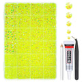 Neon Yellow AB Resin Rhinestones w B7000 Glue for Bedazzling Crafting 2mm-6mm Fluorescent Yellow Flatback Jelly Stones Diamonds Gems Bedazzler Kit for Nails Face Makeup Tumblers Bottles Crafts