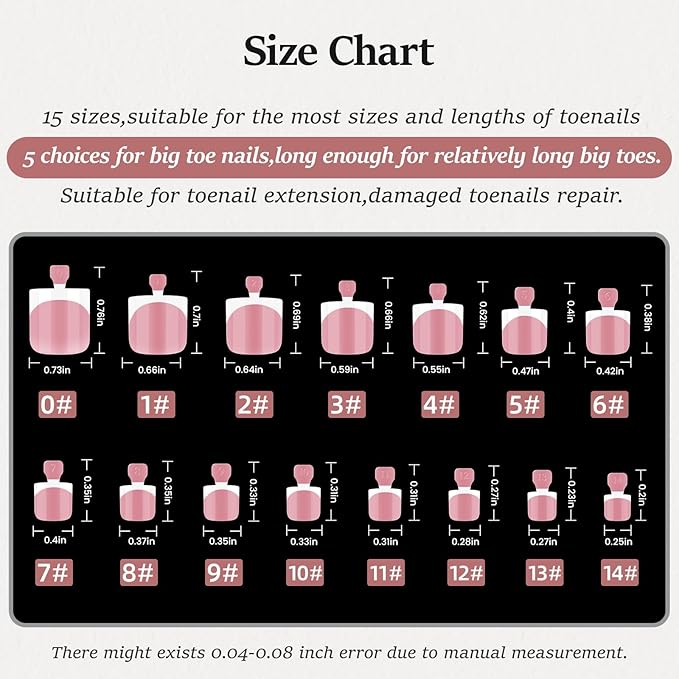 Toe Nail Press Ons Toenails, French Tip Toe Press On Nails,180 Pcs Square Toe Nail Tips,Toe Nails Press On Toenails For Women, Thick Fake Toenails,Valentines Gifts for Women 15 Sizes