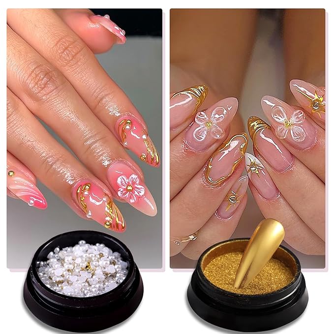 Solid Builder Gel For Nails, Aurora Blue Pink Green Clear Non-Sticky Hand Sculpting Gel For Nail Art With Silicone Carving Pen Chrome Nail Powder Professional Nail Salon Supplies