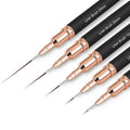 Metallic Nail Art Brushes, 5Pcs Nail Art Liner Brushes, Painting Art Design Brush Set Nail Dotting Drawing Tool for Long Lines, Thin Details, Fine Drawing Sizes 4/8/12/20/25mm, Black