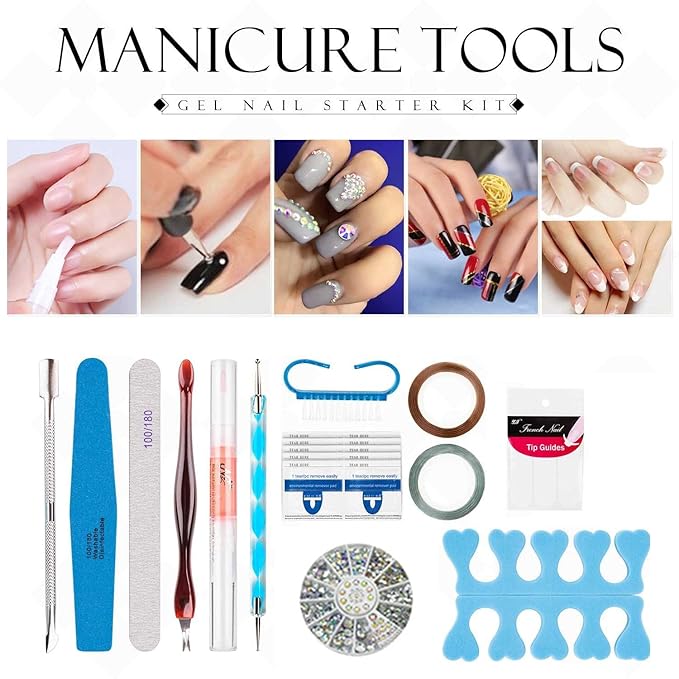 Gel Nail Polish Starter Kit - 6 Colors Gel Polish Set Base Top Coat, 36W LED Nail Dryer Lamp with Full DIY Gel Manicure Nail Tools by Vishine 8ml #C003