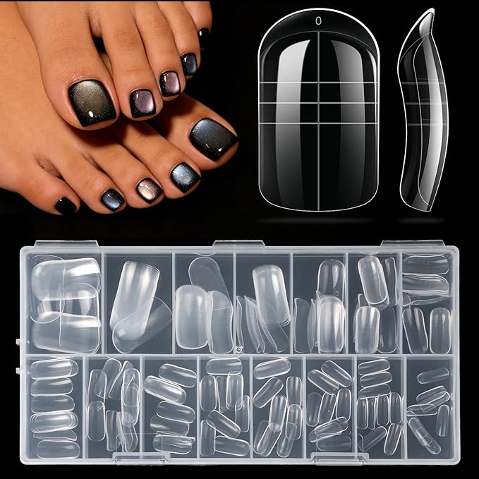 krofaue Dual Toe Forms - Poly Extension Gel Toenail 150pcs Reusable Full Cover Dual Nail Forms for Builder Toenails Nail Molds for Manicure DIY at Home