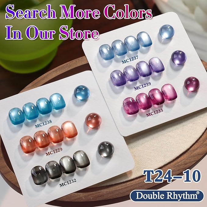 Double Rhythm 15ML Jelly Glass Cat Eye Gel Polish with Magnet Holographic Glitter Shimmer Translucent Sheer Color Salon Soak Off Magnetic Nail at Home (Sky Blue-MC1237)