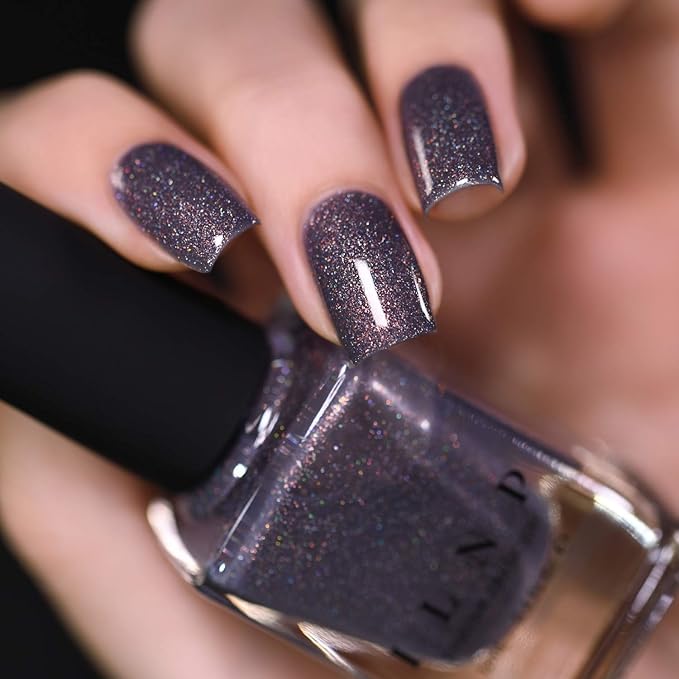 ILNP Chateau - Charcoal Grey Holographic Shimmer Nail Polish, Chip Resistant, Non-Toxic, Vegan, Cruelty Free