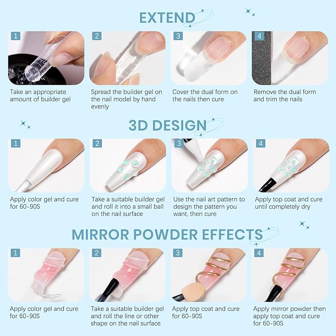 Sculpting Gel for Nail Art, Non-Stick Hand 3D Gel Nail Art Clear White and Green Aurora Molding Nails for Home Manicure, Nail Salon, Nail Charms, Solid, Extension, Carving Builder Gels