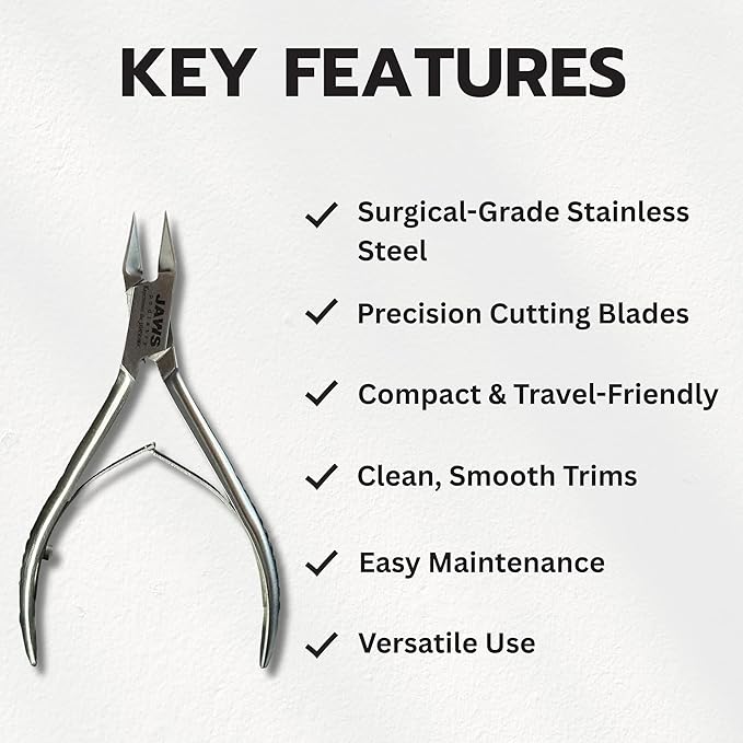 Small Surgical-Grade Toe Nail Clippers - Jaws Podiatry Stainless Steel Double Action Toenail Clippers for Thick Toenails - Ingrown Cuticle Nippers - Manicure Tools - Pedicure Tools