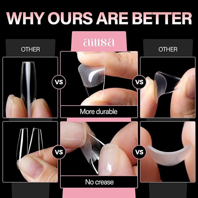 AILLSA Short Coffin Nail Tips for DIY Beginners - 15 Sizes 120pcs Half Matte False Nail Tips Pre-shaped Short Nails Tips, Acrylic Fake Press on Nails Extension