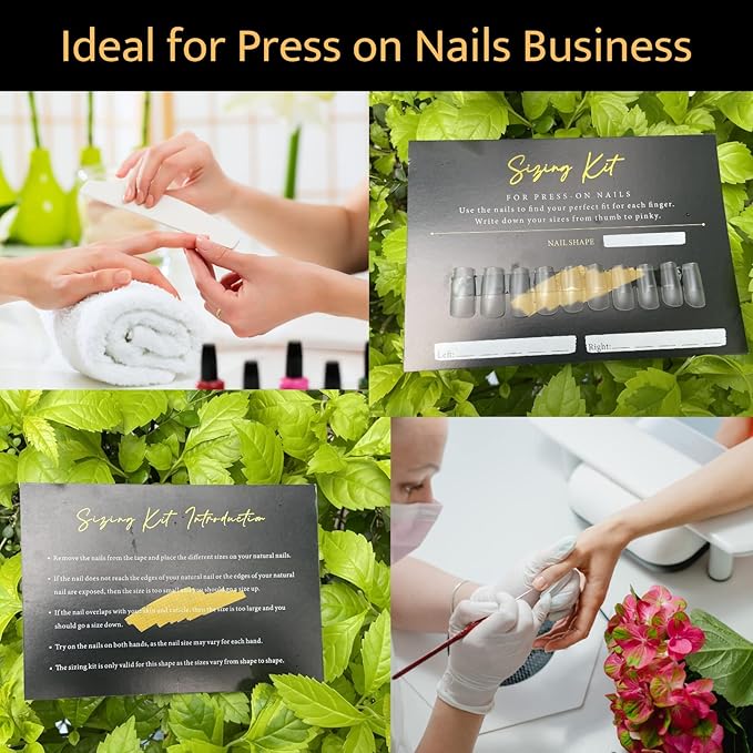 Press On Nail Sizing Card 30 Pack Empty Large Black Gold Postcard Press On Nails Supplies For DIY Sizing Guide False Nails Tips (5 * 7 inch, black&gold)