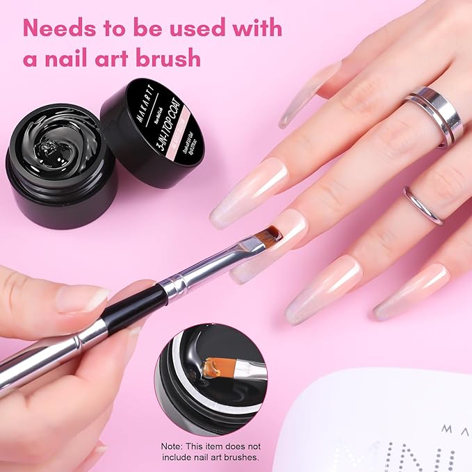 Makartt Hard Gel Top Coat: 3-in-1 Nail Polish Soak-off UV Gel Glossy Finish Long Lasting for Nail Strengthen Nail Charms Rhinestone for Home Salon Manicure Use