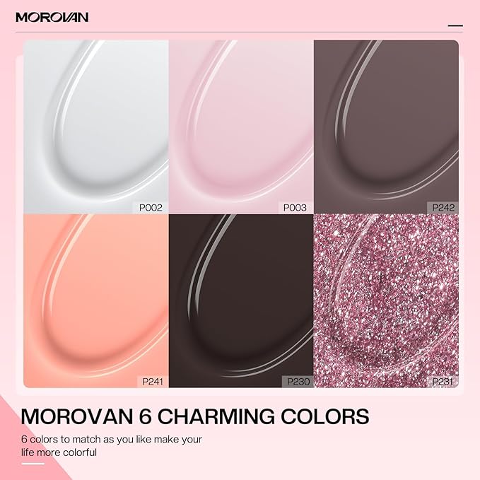 Morovan Poly Gel Nail Colors: 6 Colors Poly Nail Gel Pink Nude Poly Nail Extension Gel 15g Poly Gel Colors DIY Art Home Salon