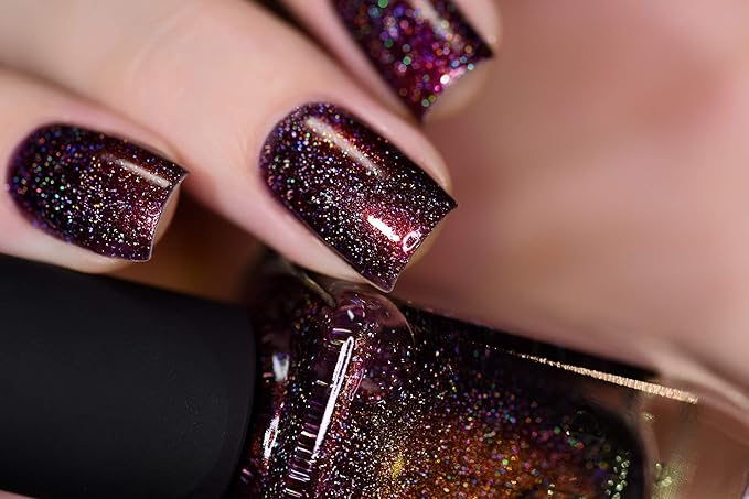 ILNP Bardot - Deep Mahogany Red Holographic Nail Polish