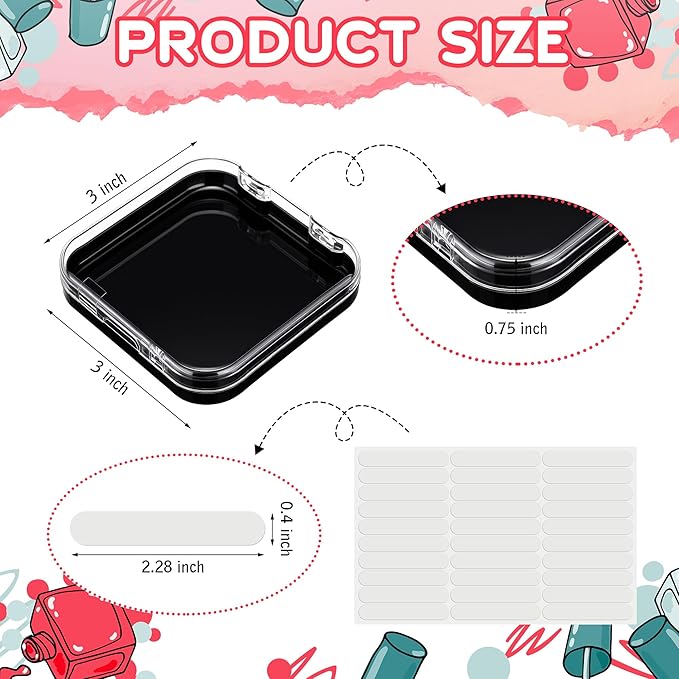48 Pcs Press on Nail Boxes with 180 Pcs Adhesive Double Sided Tape Acrylic Press on Nail Packaging Cases Black Transparent Storage Case Organizer for Display Art Salon Supplies