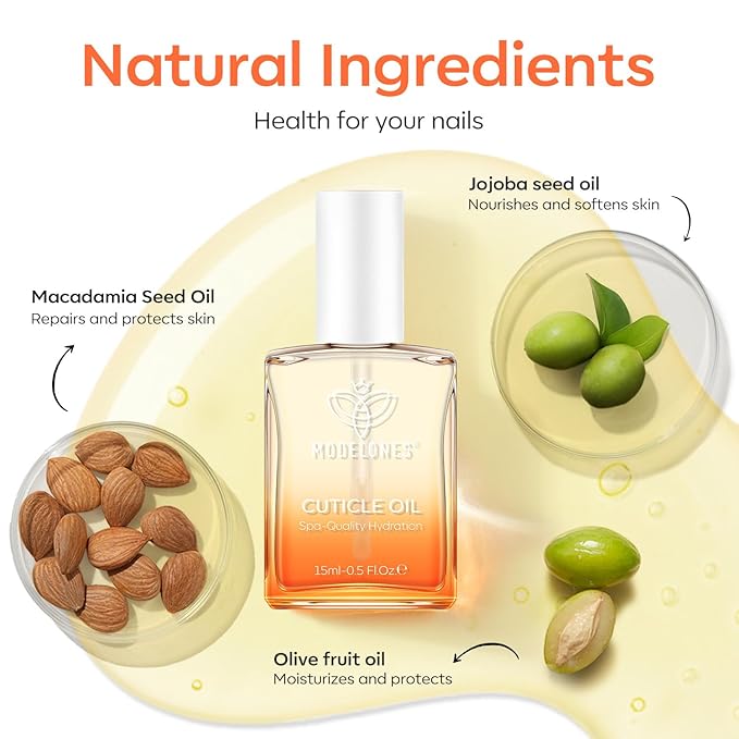 modelones Nail Strengthener Cuticle Oil for Nails Growth Oil Nail Oil for Growth and Strength Repairs Cuticle & Promote Nail Care Moisturize Dry Skin 15ml