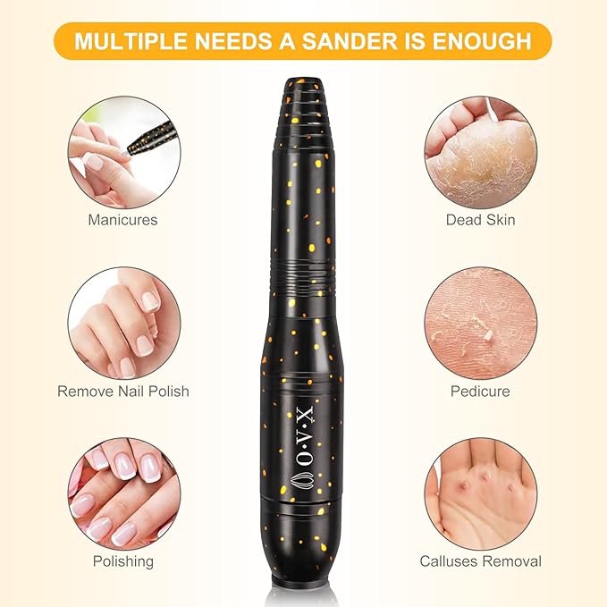 Portable Electric Nail Drill Machine, 20000RMP Nail Drills for Acrylic Nails Professional Manicure Pedicure Set Polishing Shape Tools with Nail Drill Bits,Sanding Bands and Brush(Gold Black)