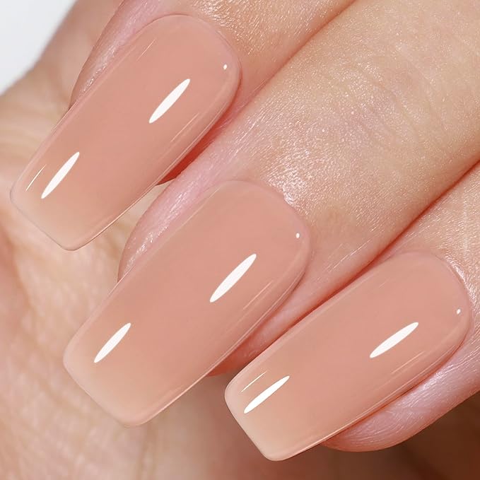 Beetles Nude Gel Nail Polish - 15ml Neutral Brown Base Color Fall Gel Polish Nail Concealer Mocha Sheer Translucent Effect Soak Off UV LED French Nail Art Manicure Gift for Women
