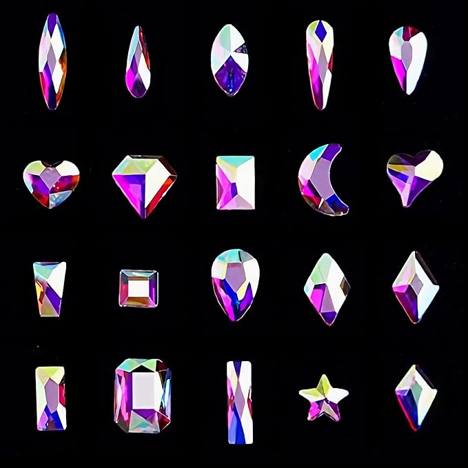 20 Types of 1000 Crystal AB Diamonds Mix Flatback DIY Crafts Rhinestone Crystals 3D Decorations Flat Back Stones Set +Tweezers + Drill Pen