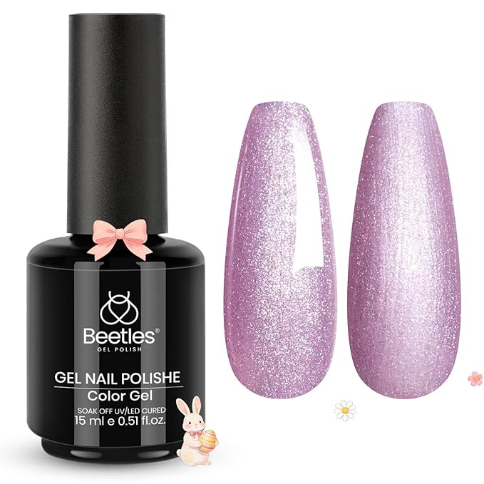 Beetles Glitter Gel Nail Polish - 15ml Spring Summer Gel Polish Light Purple Lilac Bloom Colors Soak Off UV LED for DIY Salon Home Manicures Easter Gift for Women Girls