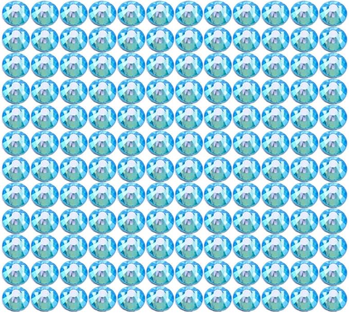 Onwon 144 Pcs Crystal Flat Back Brilliant Round Rhinestones Glass Stones Glitter Gems Faux Diamond for Craft,Nail Art,Shoes,DIY Decorations (SS40 / 8mm, Lake Blue)