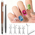 3 in 1 Cat Eye Magnet Brush Pen, Double-Ended Magnetic Wand with Brush for Cat Eye Gel Nail Polish, Heart Bunny Spiral Swirl Effect Nail Art Tools, Multifunctional Manicure Accessories