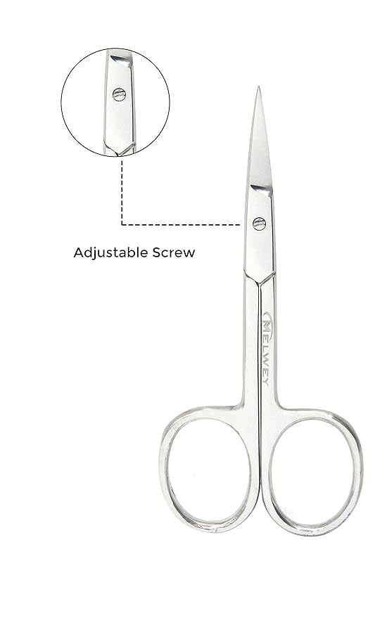 Eyebrow Scissors & Small Cuticle Scissors, 3.7 Inches – Curved Blade Manicure TSA Scissors, Stainless Steel for Eyelashes, Facial Hair, Pubic Hair, Men’s Moustache & Beard