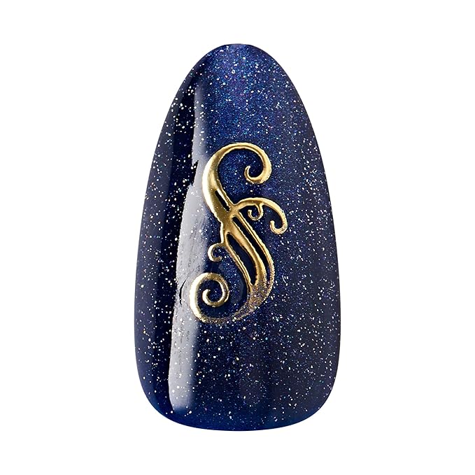 WICKED X KISS Press On Nails Almond, ‘Shiz Chemistry Club’, Blue, Medium, Waterproof, Chip Proof, Smudge Proof, 28 Fake Nails, Pink Gel Nail Glue (2g), Mini Nail File, & Manicure Stick