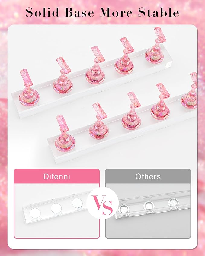 Nail Stand for Press Ons Magnetic Nail Tips Nail Holder for Painting Nails Fake Nail False Nail Design with Reusable Adhesive Putty Practice Nail Art Tools for Home Salon DIY Beginner Supplies