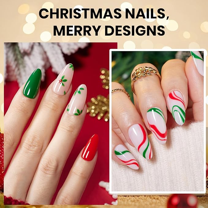 Beetles Green Red Gel Polish Set - Red Green Gel Polish Classic Spring Colors Soak off UV Led Lamp Needed Manicure Salon DIY Home Gifts for Women Girls Prelude of Celebration
