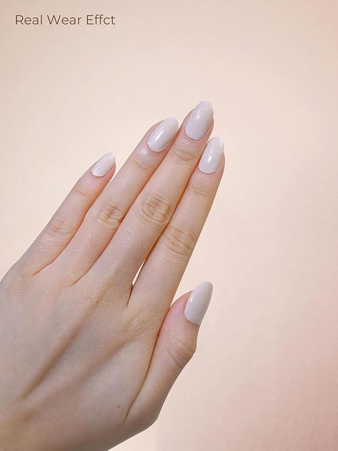 Pre Cured Gel Nail Strips - 44PCS Salon Quality Gel Nail Stickers - Long Lasting Polish Wraps for Women no UV Light Needed Easy Apply& Remove (Milk White)