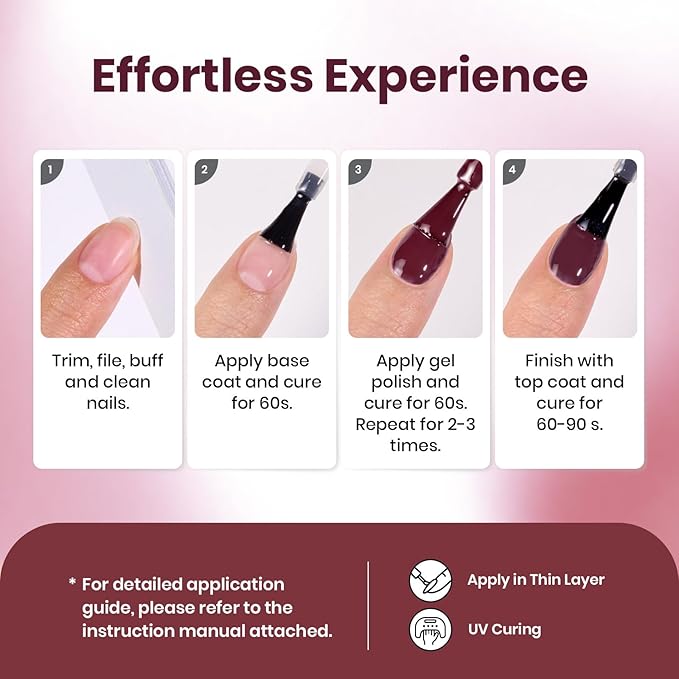 beetles Burgundy Glitter Gel Polish - Cherry Mocha Red Wine Color Gel, 15ML Polish Soak Off UV LED Nail Art Starter Manicure Salon DIY at Home