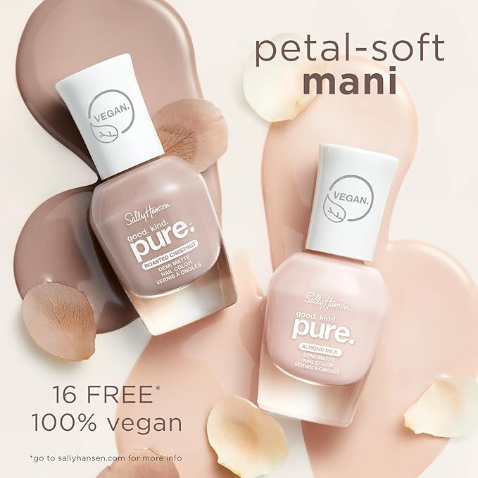 Sally Hansen Good. Kind. Pure. Nail Polish | Plant-Based, Vegan, 16-Free Formula | Sheer, Glossy | 20 Almond Milk | Sheer Nude Nail Color