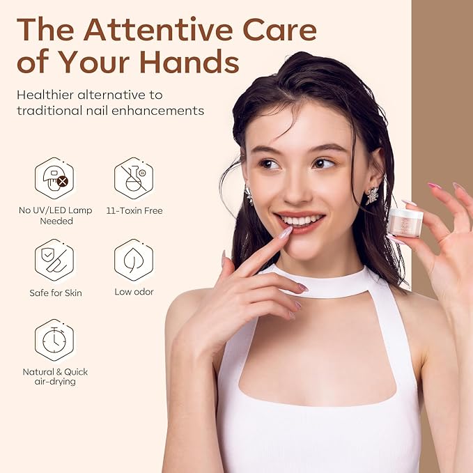 Modelones Acrylic Powder 6 Colors Acrylic Nail Powder Kit Skin Tones Brown Neutral Milky Daily Elegant Nail Acrylic Powder for 3D Acrylic Nail Art Nail Extension No Nail Lamp Needed