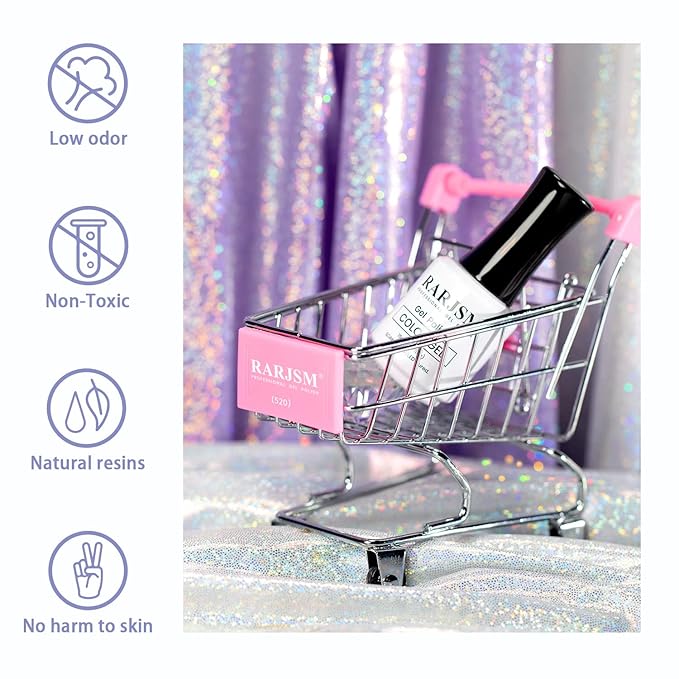 RARJSM Glitter Gel Nail Polish Silver Sparkly Iridescent Glitter Gelpolish 15ml Chunky Shimmer Holographic Rainbow Effect Soak off L e d U V Curing Required High Pigments for Salon DIY Manicure