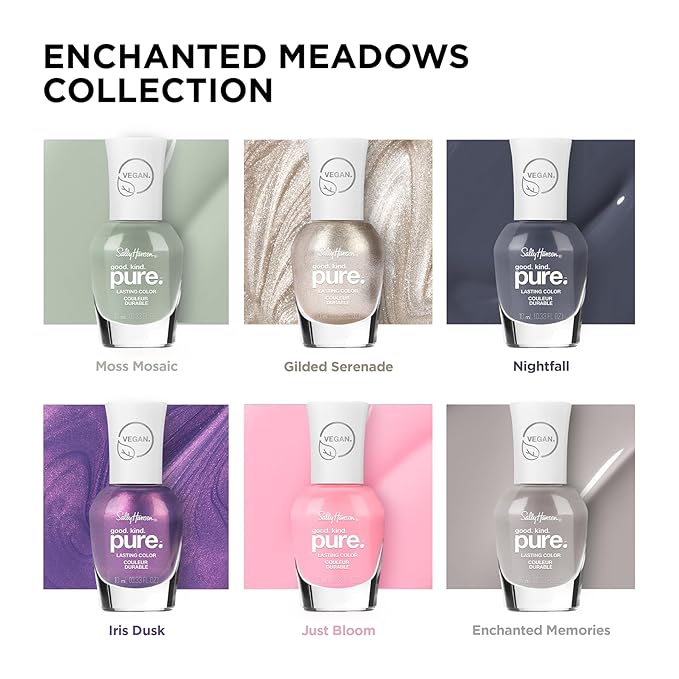 Sally Hansen Good. Kind. Pure. Nail Polish | Plant-Based, Vegan, 16-Free Formula | Opaque, Shiny | 395 Nightfall | Grey Navy Nail Color