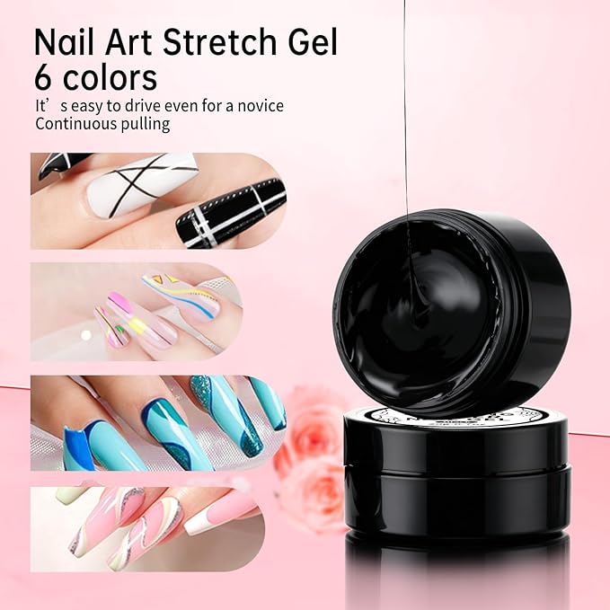 20g/0.7oz Elastic Drawing Spider Gel For Nail Paiting Gel Black, GelS Paint For Nails Art Wire Drawing Nail Gel For Line With Brushes For Nail Art