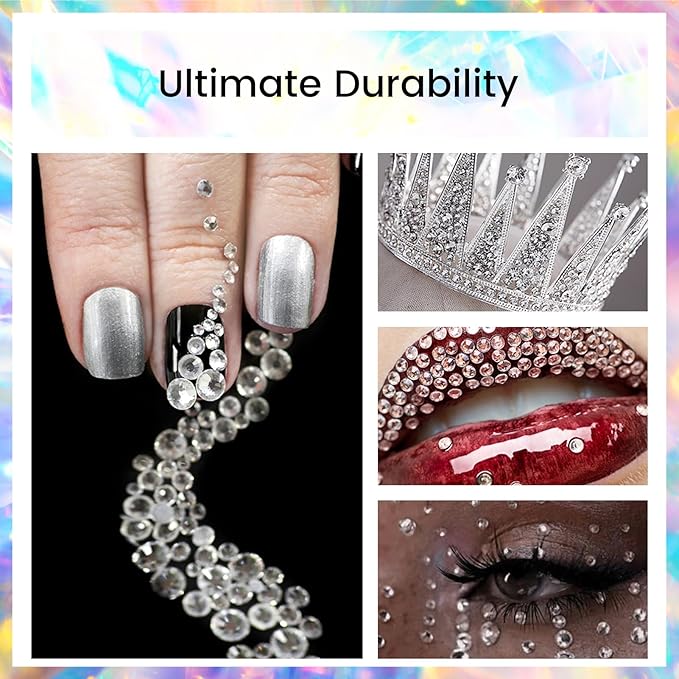 Novani Rhinestones 3000Pcs Flatback Crystal Round Loose Gemstones Glass Rhinestones for Crafts Makeup Nail Art Clothes Shoes DIY Decorations(SS10, 2.7-2.9mm,Crystal Clear)