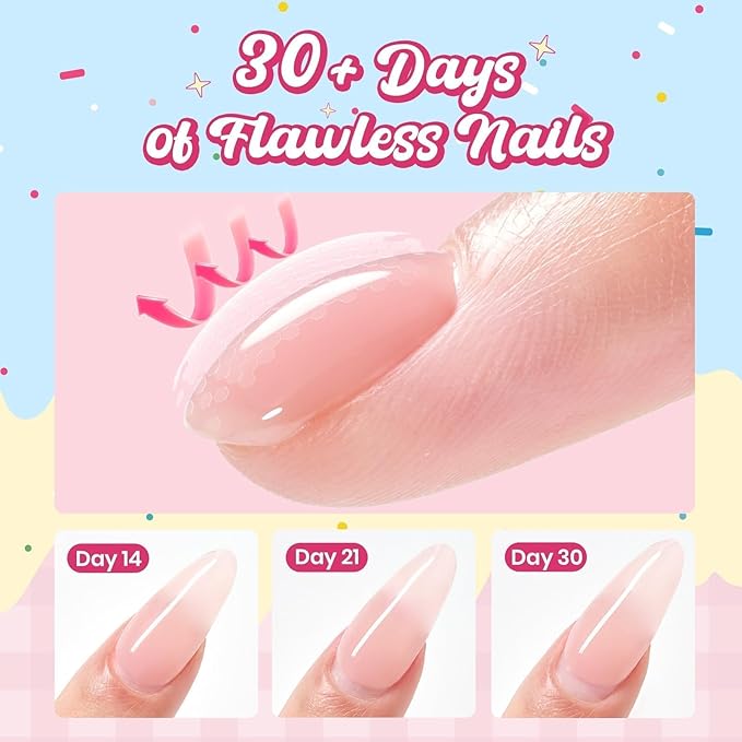 Beetles Builder Gel Nail Kit,Juicy Tint 6 Colors Jelly Pink Nude Builder Gels Apex Thickening Extension Strengthen Weak Nails for Beginners DIY Salon,Spring Nails at Home,UV & LED Lamp Needed