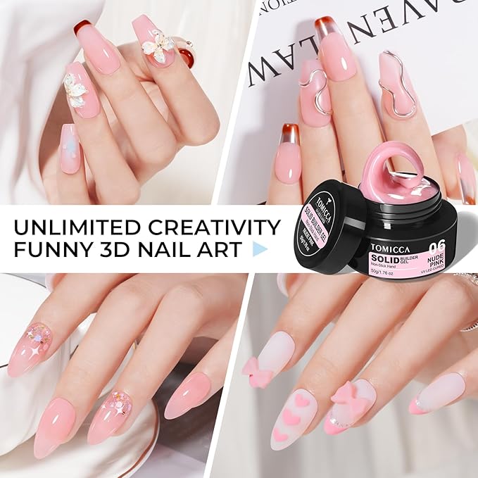 TOMICCA 3D Nail Gel Sculpting Gel for Nail Art 50g Gel Nail Art Non Sticky Hand Carving Gel UV LED Nail Extension Gel Solid Builder Gel for Nails Nude Pink