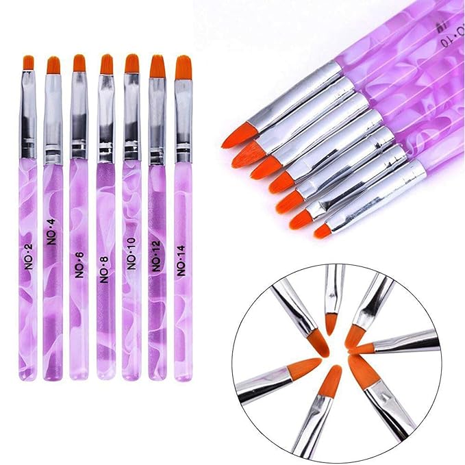 7pc UV Acrylic Nail Art Tips Builder Brush Pen