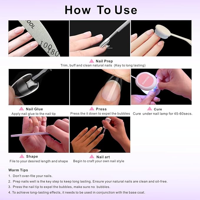 Gel x Nail Kit Almond Shape, 552 Pcs Short Almond Nail Tips with U V Lamp, 5 in 1 UV Glue Press on Easy Extension set, Acrylic False Tips Kit DIY Manicure Art Gifts for Women