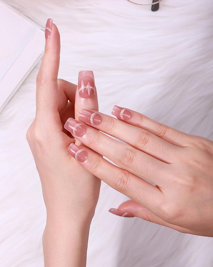 Cat Eye-Inspired 20pcs Semi Cured Gel Nail Strips - Salon-Grade DIY Wraps with Glaze Texture, Easy Application, UV Light Required for Stylish Nails