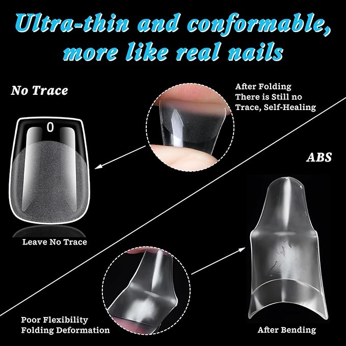 420pc Extra Short Coffin Gel Nail Tips Clear Fake Nails, XS Clear Press on Nails Short Coffin Soft Gel Nail Tips Acrylic Nail Full Cover False Nail Artificial Fingernail for Nail Extension Press-ons