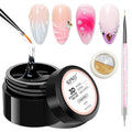 3D Gel Nail Art with No Wipe Chrome Powder Sculpting Painting Gel for Nail Charms Rhinestone Decoration Adhesive with Nails Art Brushes DIY Manicure at Home
