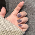 Short Square Press on Nails Purple Full Cover Fake Nails Pure Colour Acrylic Nails Glossy Glue on Nails Cat Eye Light Gel Nail 24 Pcs Artificial False Nails Removable Stick on Nails for Women