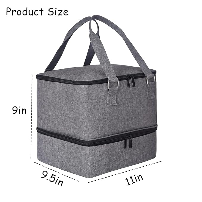 Nail Polish Organizer Case Hold 42 Bottles (15 ml) and Nail Lamp, Nail Organizers and Storage for Nail Supplies, Double Layer Nail Bag Organizer Case with Handle (Grey)