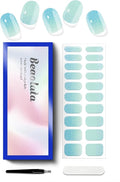 Semi Cured Gel Nail Strips - UV Light Gel Nail Stickers - 20 Long Lasting Salon Quality Wraps (Mojito Mint)