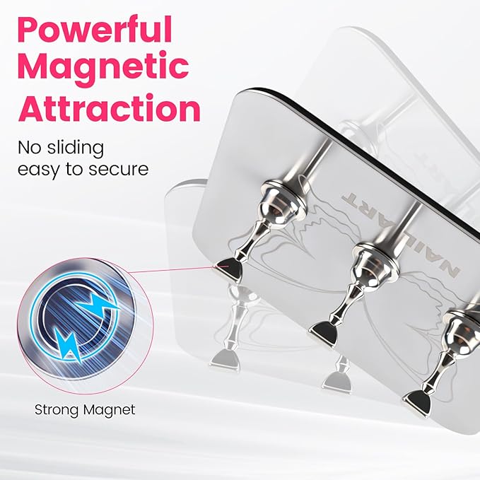 TADOPRO Nail Stand for Press Ons, Nail Holder for Painting Nails, Press on Nail Stand for Nail Art with Magnetic Metal Base Nail Art Supplies Home DIY & Salon Use(sliver02)