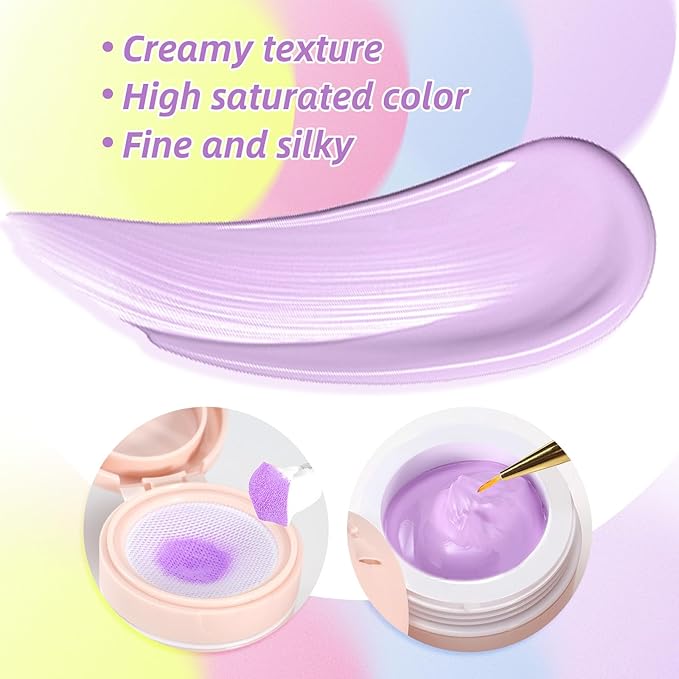 Cushion Gradient Painting Gel, Ombre Nails Aura Nails Full Coverage Precise Control of Each StrokeLong Lasting French Manicure Soak Off UV LED DIY Nail Art (03)