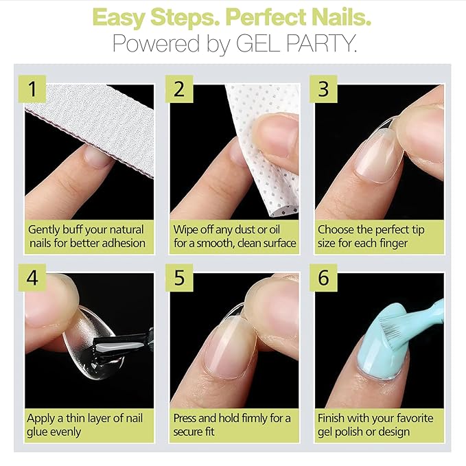 GELPARTY Soft Gel Nail Tips XL Long Square - 240Pcs Pre-Buffed Matte Full Cover Tips - No Filing Needed, Soak Off Gel Extension System - Clear False Nails (12 Sizes)